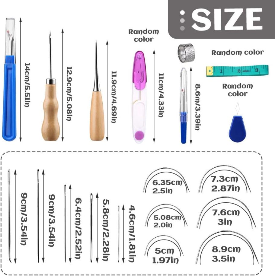 BUTUZE Upholstery Repair Kit, Leather Sewing Kit, Sewing Thread, Waxed Thread, Heavy Duty Hand Sewing Needles, Sewing Awl, Heavy Duty Sewing Kit for Car Carpet Sofa Shoe - Image 2
