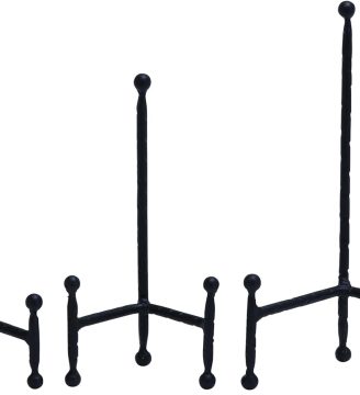Deco 79 Metal Display Easel Tabletop Easel with Ball Details, Set of 3 Display Stand 12", 10", 8"H, Black