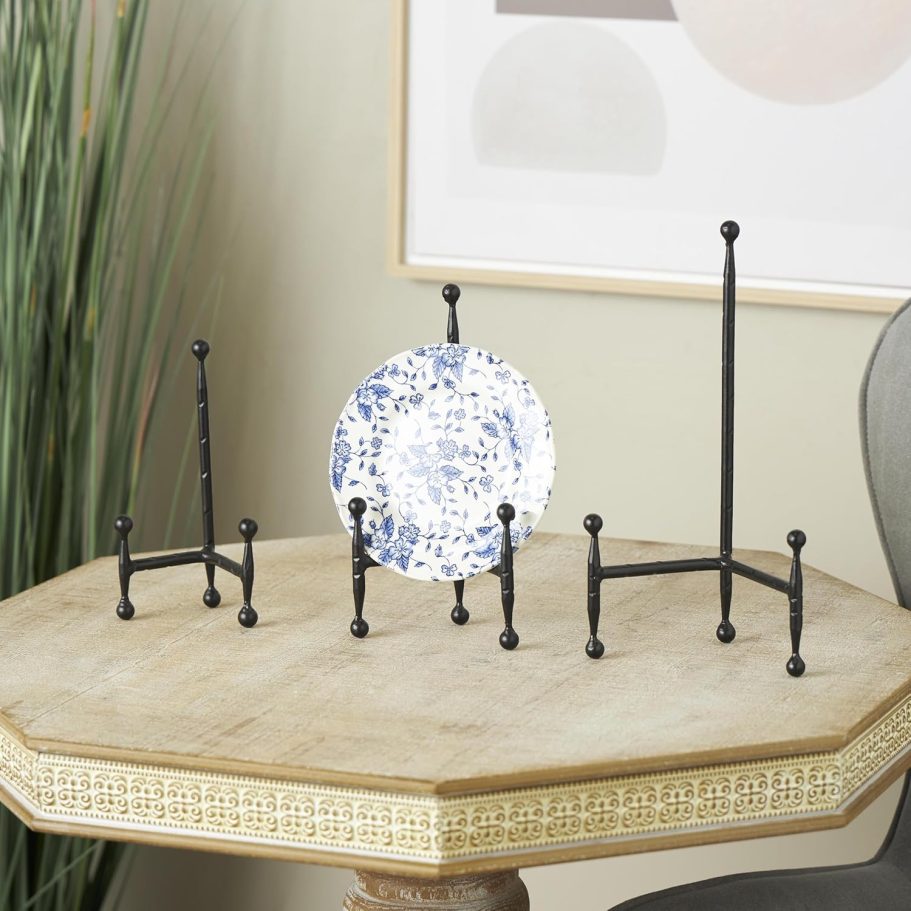 Deco 79 Metal Display Easel Tabletop Easel with Ball Details, Set of 3 Display Stand 12", 10", 8"H, Black - Image 3