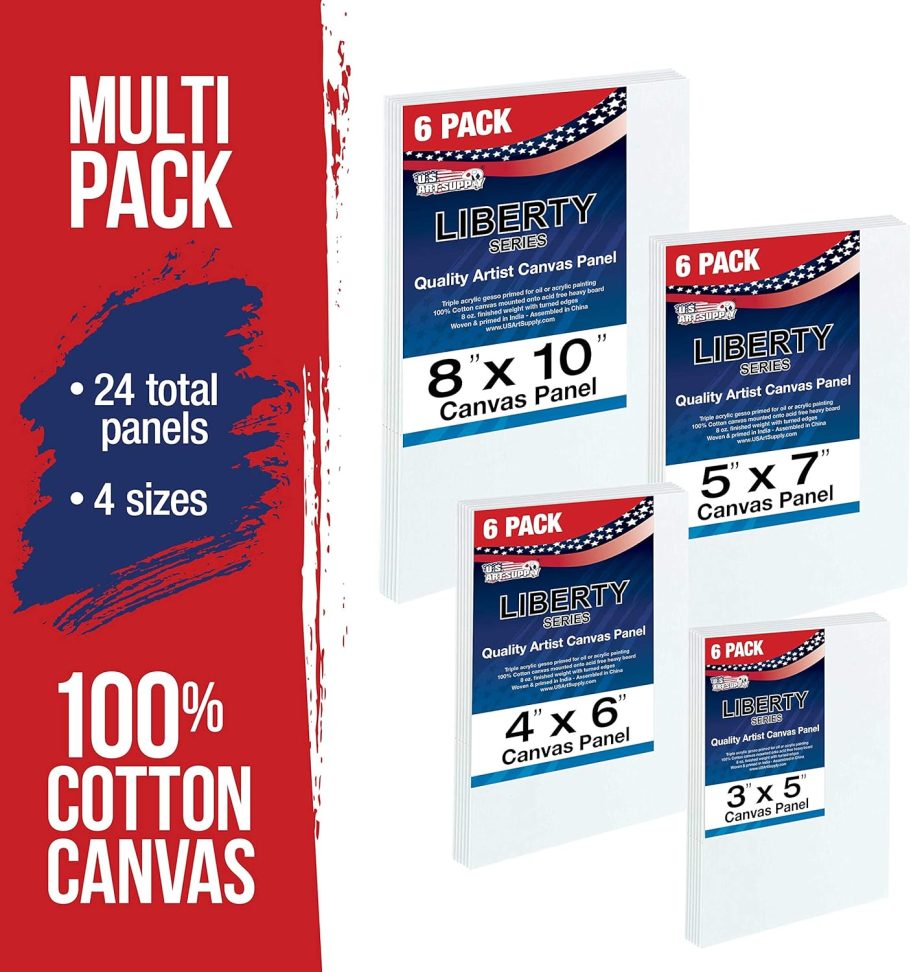 U.S. Art Supply Multi-Pack 6-Ea of 3x5, 4x6, 5x7 & 8x10 inch Professional Quality Small Artist Canvas Panel Board Assortment Pack (24 Total Panel Boards) - Image 2